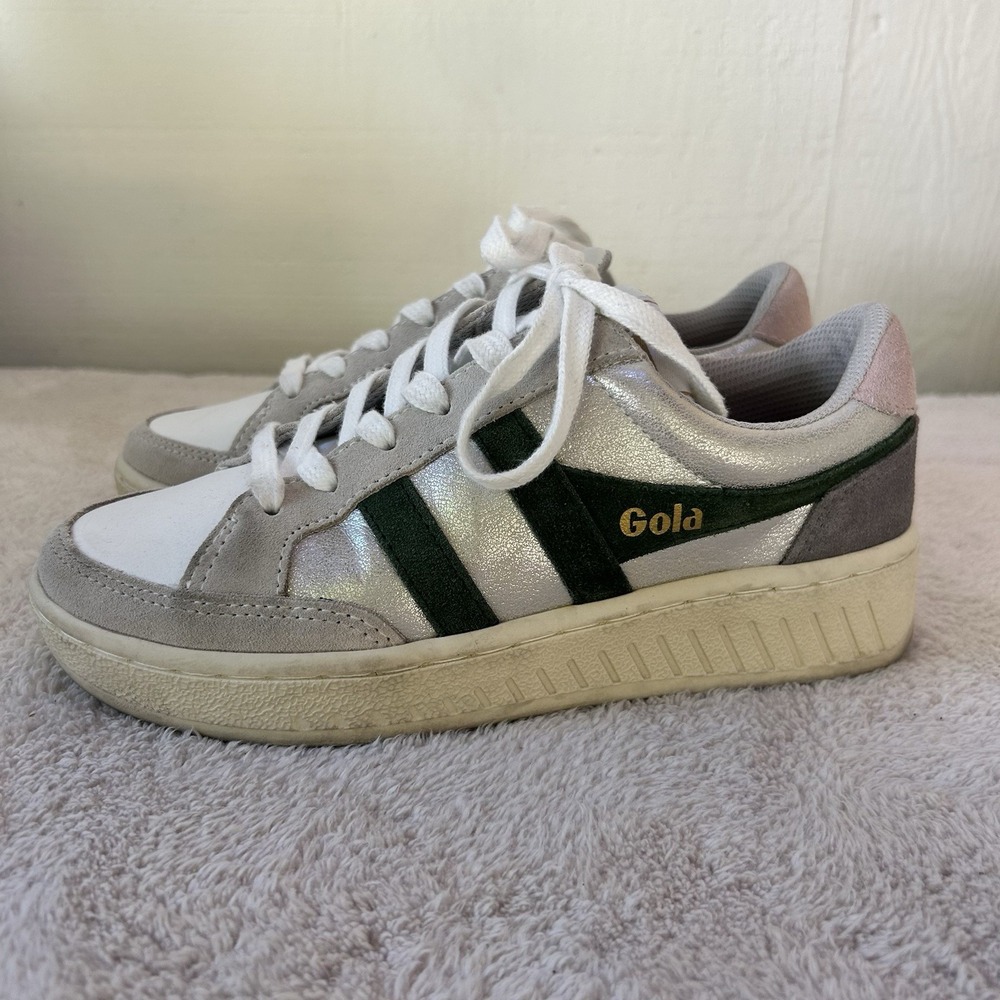 Gola Superslam Blaze Womens Shoes Sz 5 Silver|Evergreen|Pink Lifestyle Sneakers